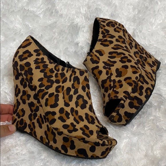 Mossimo Supply Co. Shoes - Leopard peep toe wedge heels